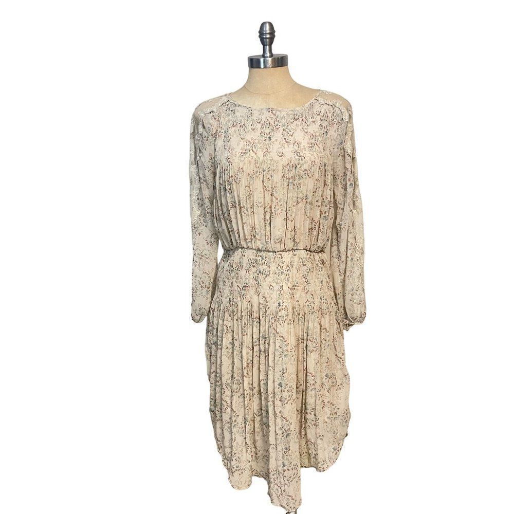 Free People Cottagecore Smocked Waist Doily Long Sleeve Dress Size Medium